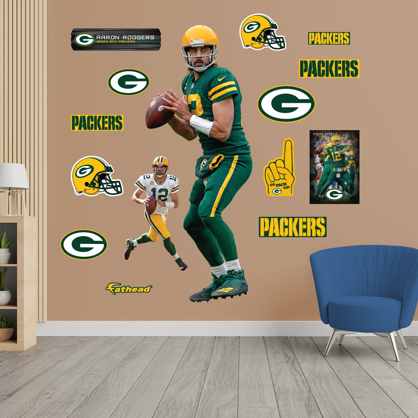 Green Bay Packers: Aaron Rodgers 2021 Throwback        - Officially Licensed NFL Removable     Adhesive Decal