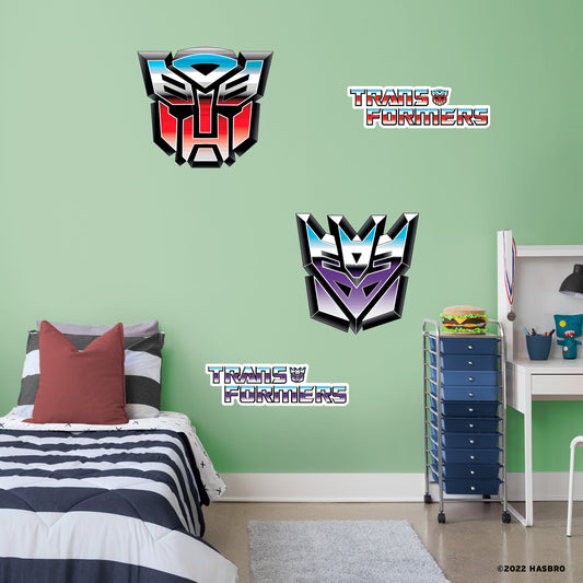 Transformers Classic:  Chrome Logos        - Officially Licensed Hasbro Removable     Adhesive Decal