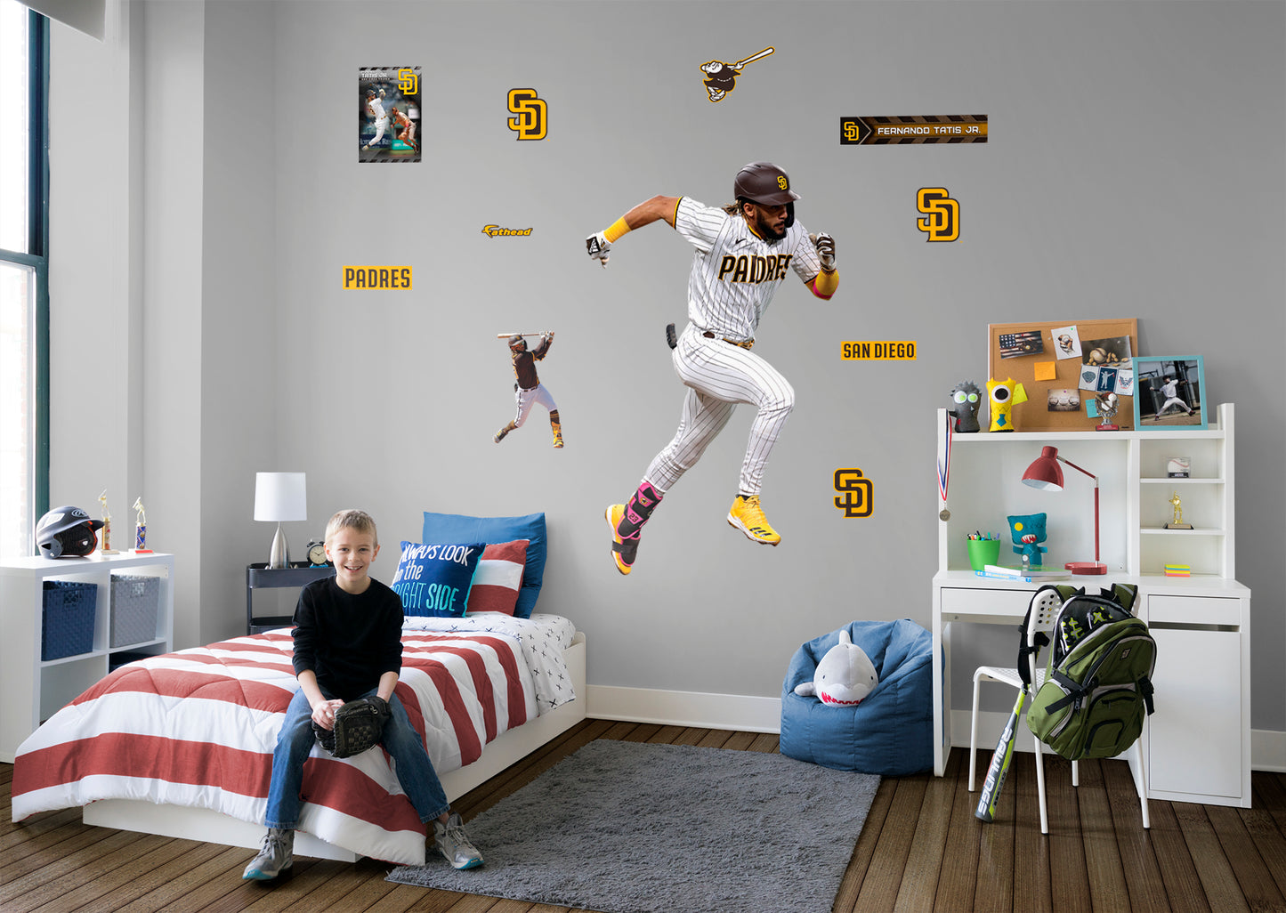 Fernando Tatis Jr for San Diego Padres: RealBig MLB Removable Wall Decal Life-Size Athlete + 2 Wall Decals