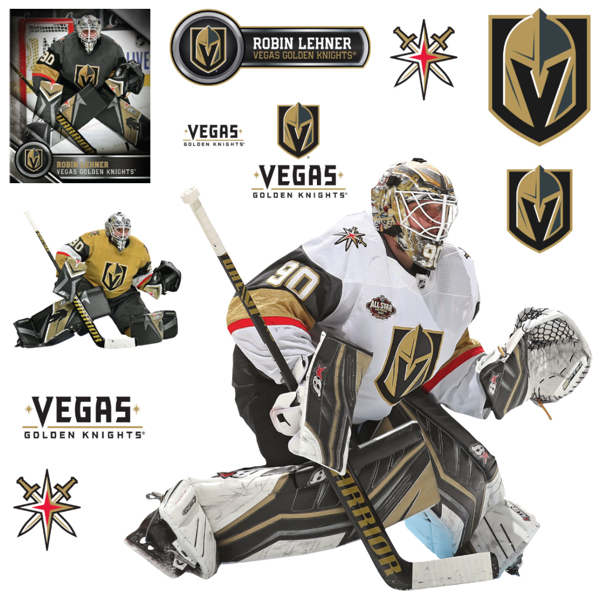 Las Vegas LV Golden Knights NHL Removable Wall Decal Stickers (Set of 6)