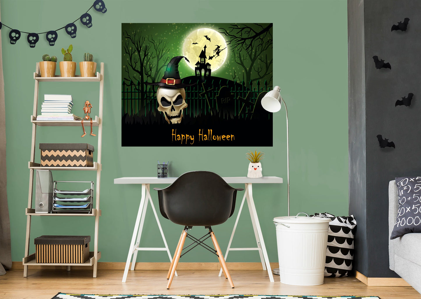 Halloween:  Skull Mural        -   Removable Wall   Adhesive Decal