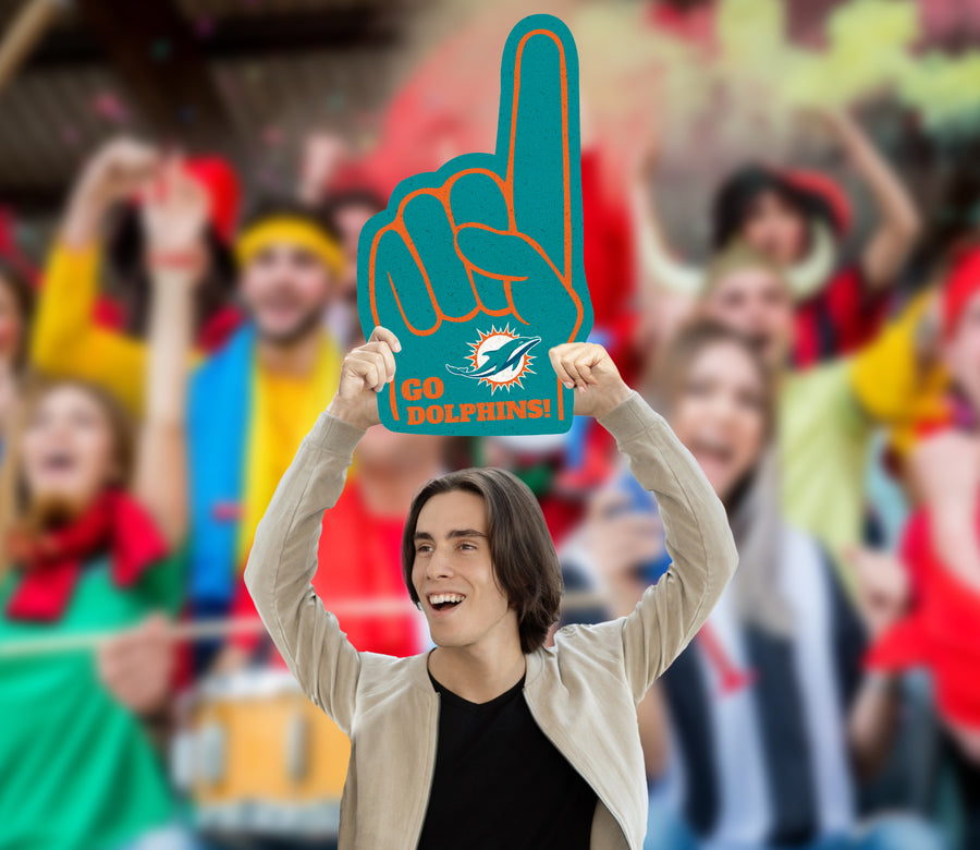 Foam Finger - Big Head - Official NFL - Miami Dolphins - Foam Core Cutout