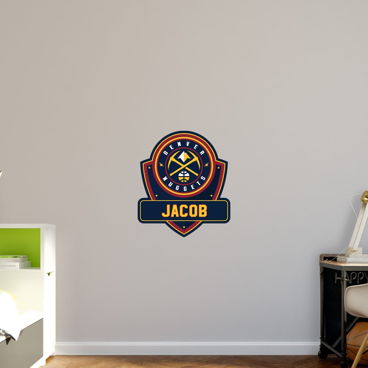 Denver Nuggets: Badge Personalized Name - Officially Licensed NBA Removable Adhesive Decal