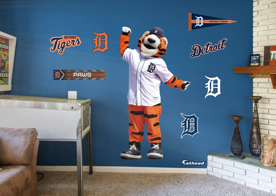 Paws Mascot - RealBig Collection - Official MLB - Detroit Tigers - Reusable Vinyl Wall Decals