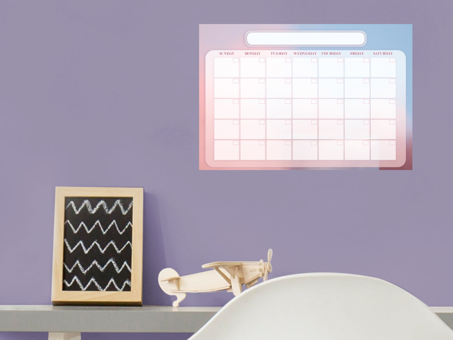 Calendars: Pastel One Month Calendar Dry Erase - Removable Adhesive Decal