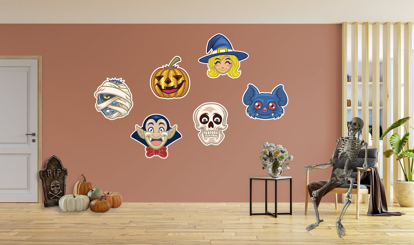 Halloween:  Only Head Collection        -   Removable     Adhesive Decal