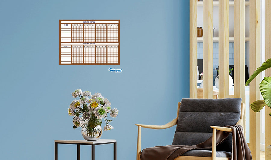 Chart:  Brown Routine Chart Dry Erase        -   Removable     Adhesive Decal