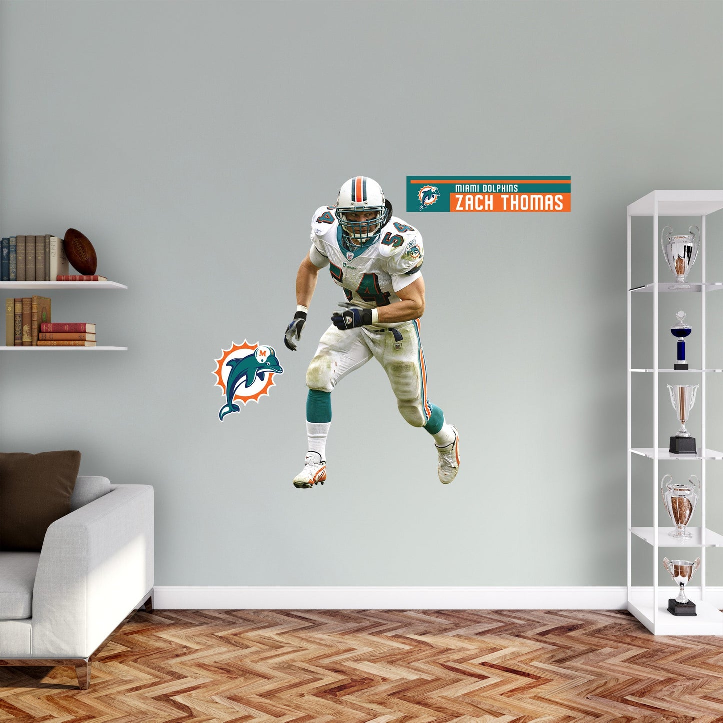 Miami Dolphins: Zach Thomas  Legend        - Officially Licensed NFL Removable     Adhesive Decal