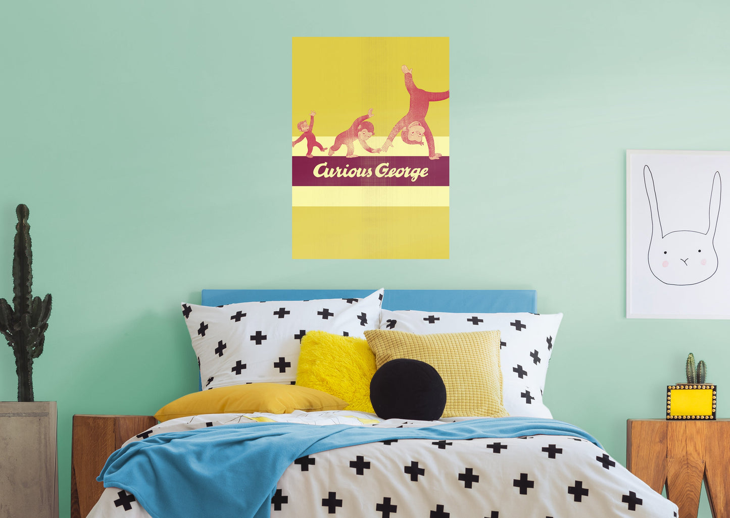 Curious George:  Curious Cartwheel Mural        - Officially Licensed NBC Universal Removable Wall   Adhesive Decal