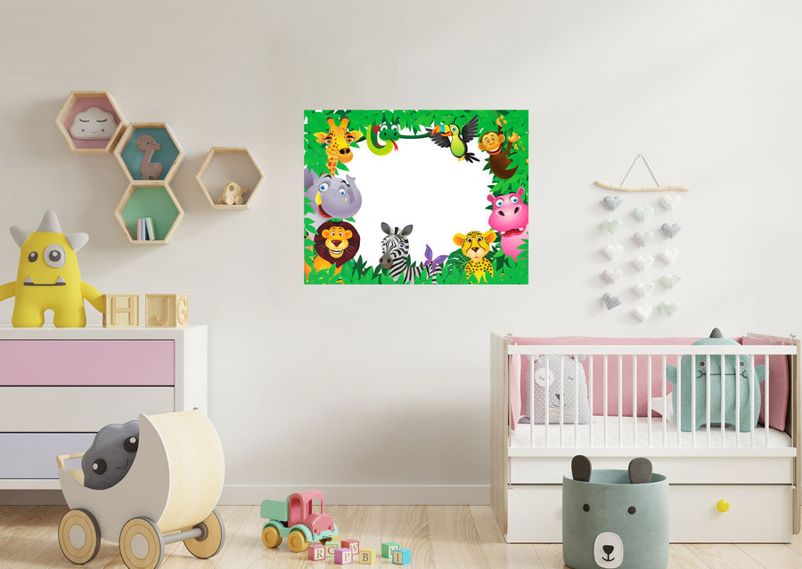 Jungle:  Animals Dry Erase        -   Removable Wall   Adhesive Decal