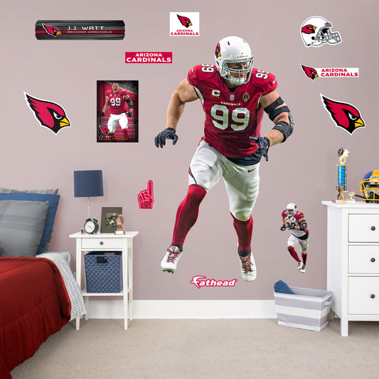 Arizona Cardinals: J.J. Watt         - Officially Licensed NFL Removable     Adhesive Decal
