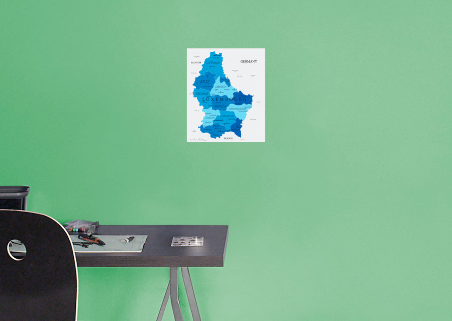 Maps of Europe: Luxembourg Mural        -   Removable Wall   Adhesive Decal