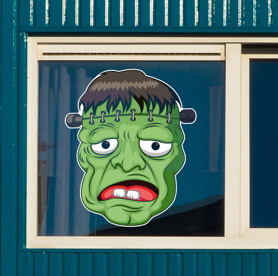 Halloween: Frankenstein Head Window Clings        -   Removable Window   Static Decal