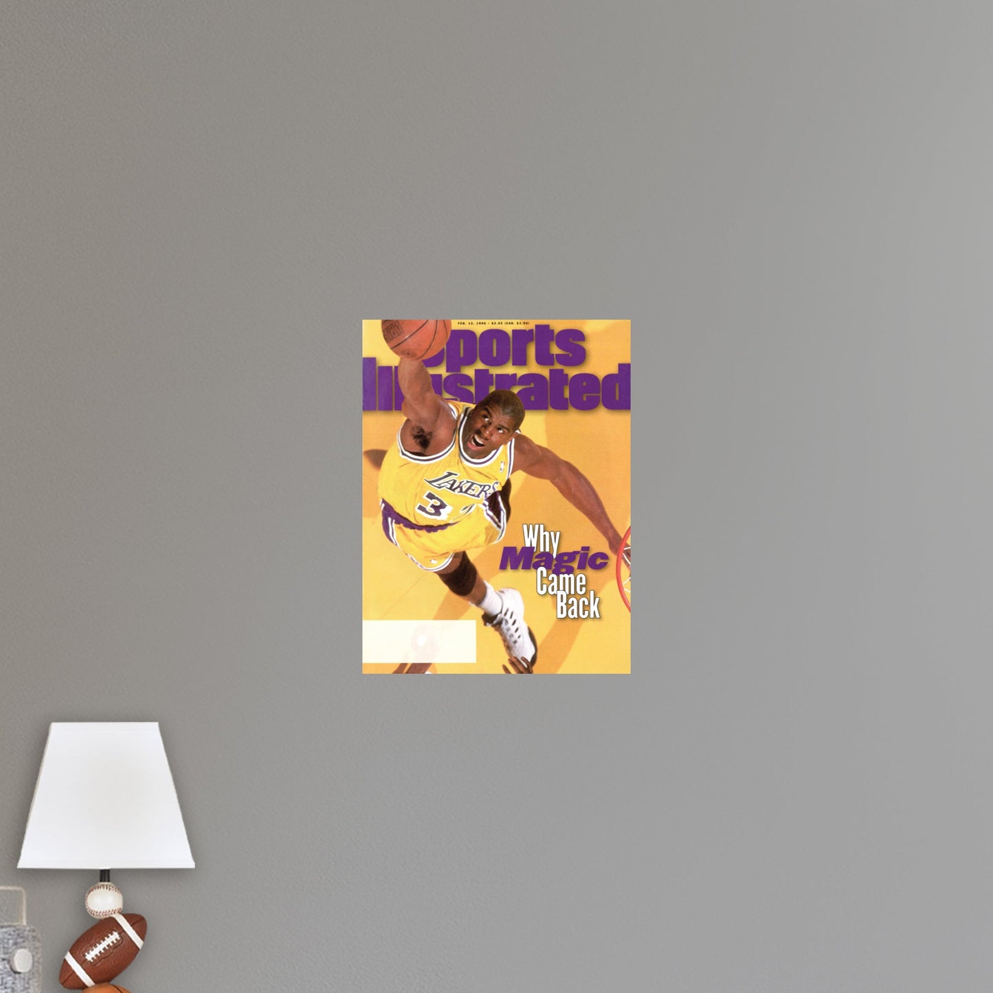 Los Angeles Lakers: February 1996 Sports Illustrated Cover - Officially Licensed NBA Removable Adhesive Decal
