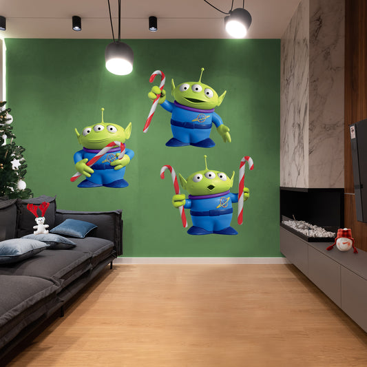 Pixar Holiday: Aliens Candy Cane RealBig        - Officially Licensed Disney Removable     Adhesive Decal