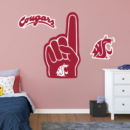 Washington State Cougars:    Foam Finger        - Officially Licensed NCAA Removable     Adhesive Decal