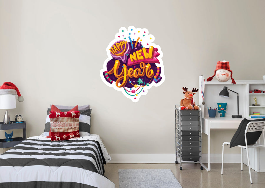 Seasons Decor: Winter Happy New Year Icon - Removable Adhesive Decal