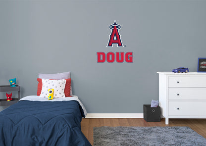 Los Angeles Angels: Los Angeles Angels  Stacked Personalized Name Red Text PREMASK        - Officially Licensed MLB Removable     Adhesive Decal
