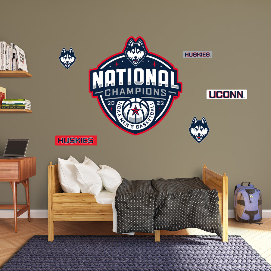 UConn Huskies - RealBig 2023 Basketball Champions Logo Collection - Official NCAA - Reusable Vinyl Wall Decals
