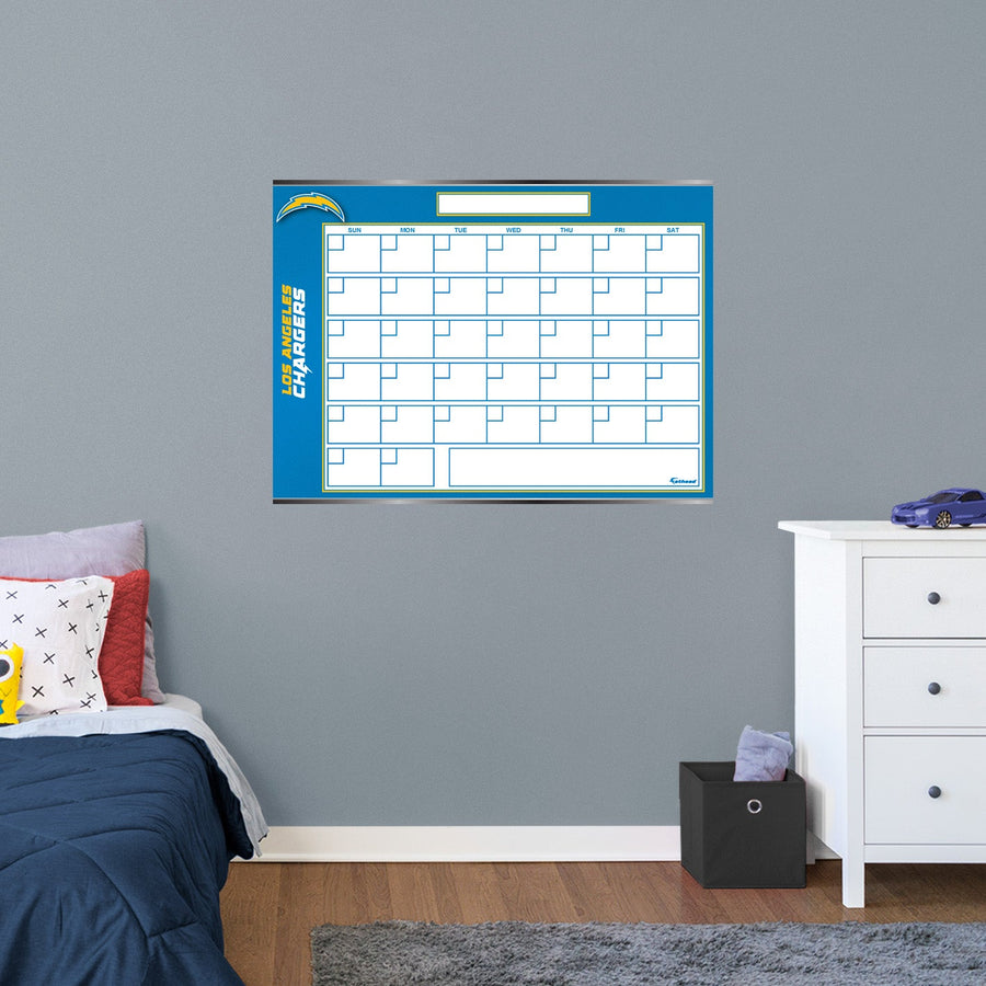 Los Angeles Chargers - Dry Erase Calendar - Official NFL - Reusable Vinyl Wall Decal