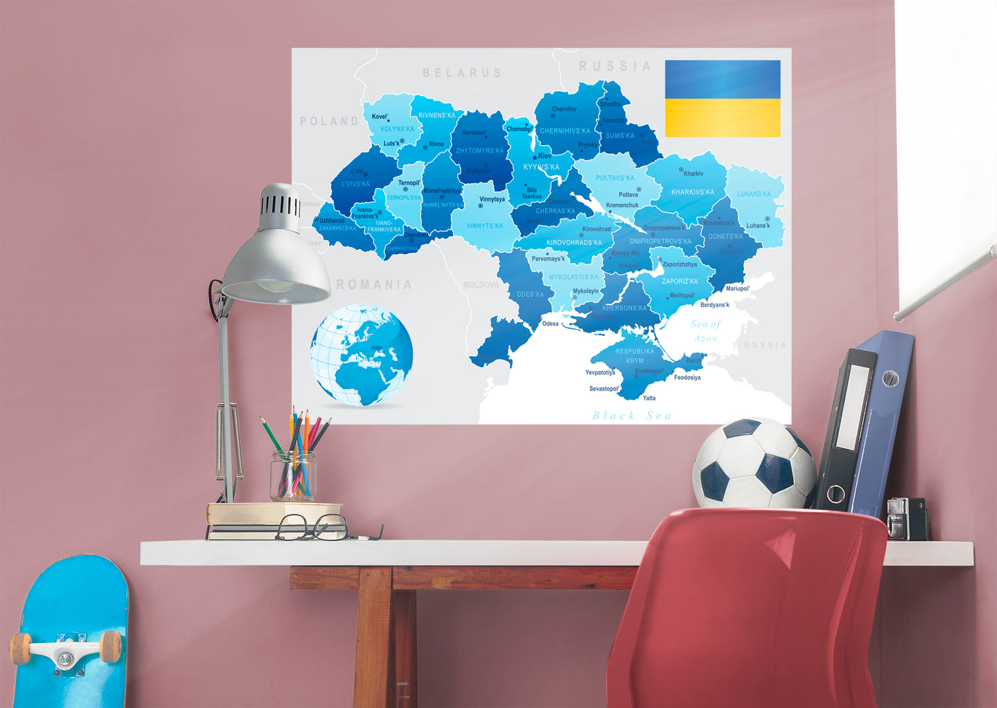 Maps of Europe: Ukraine Mural        -   Removable Wall   Adhesive Decal