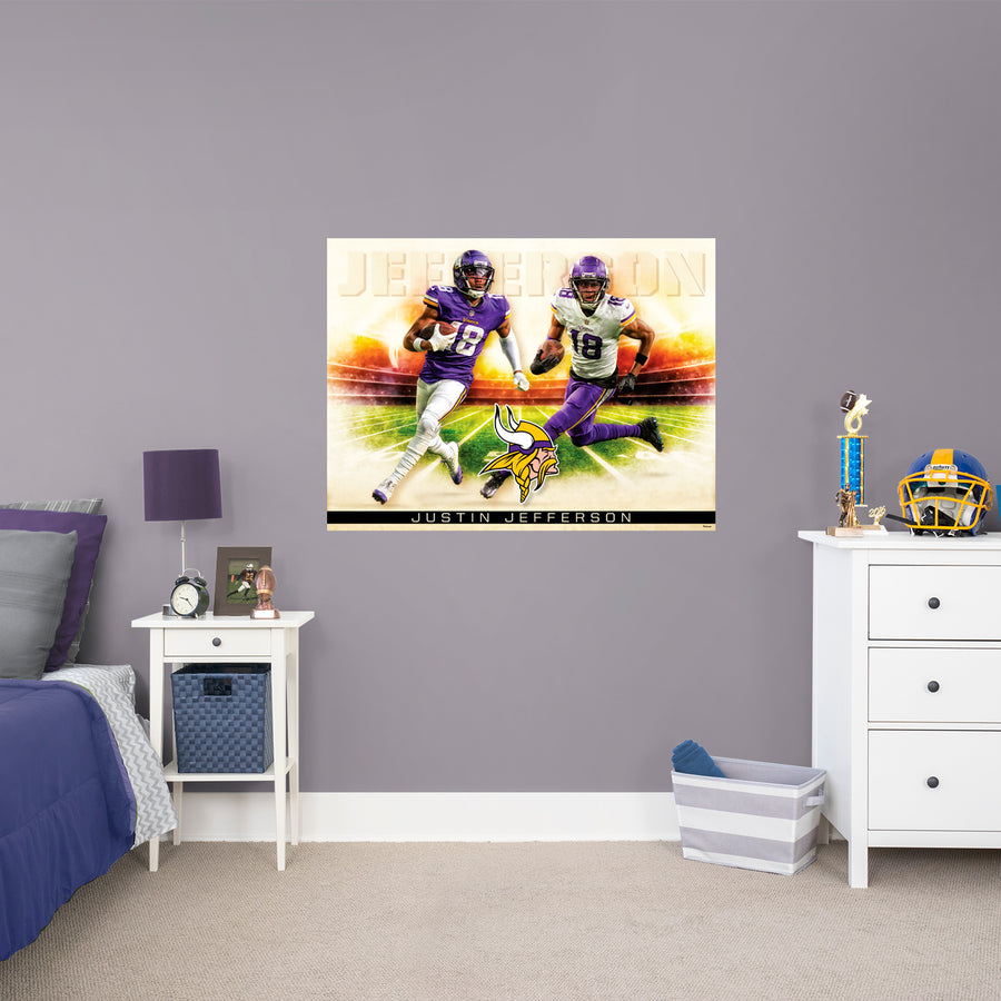 Justin Jefferson - Icon Series - Peel & Stick Poster - Official NFL - Minnesota Vikings - Reusable Vinyl Wall Decal