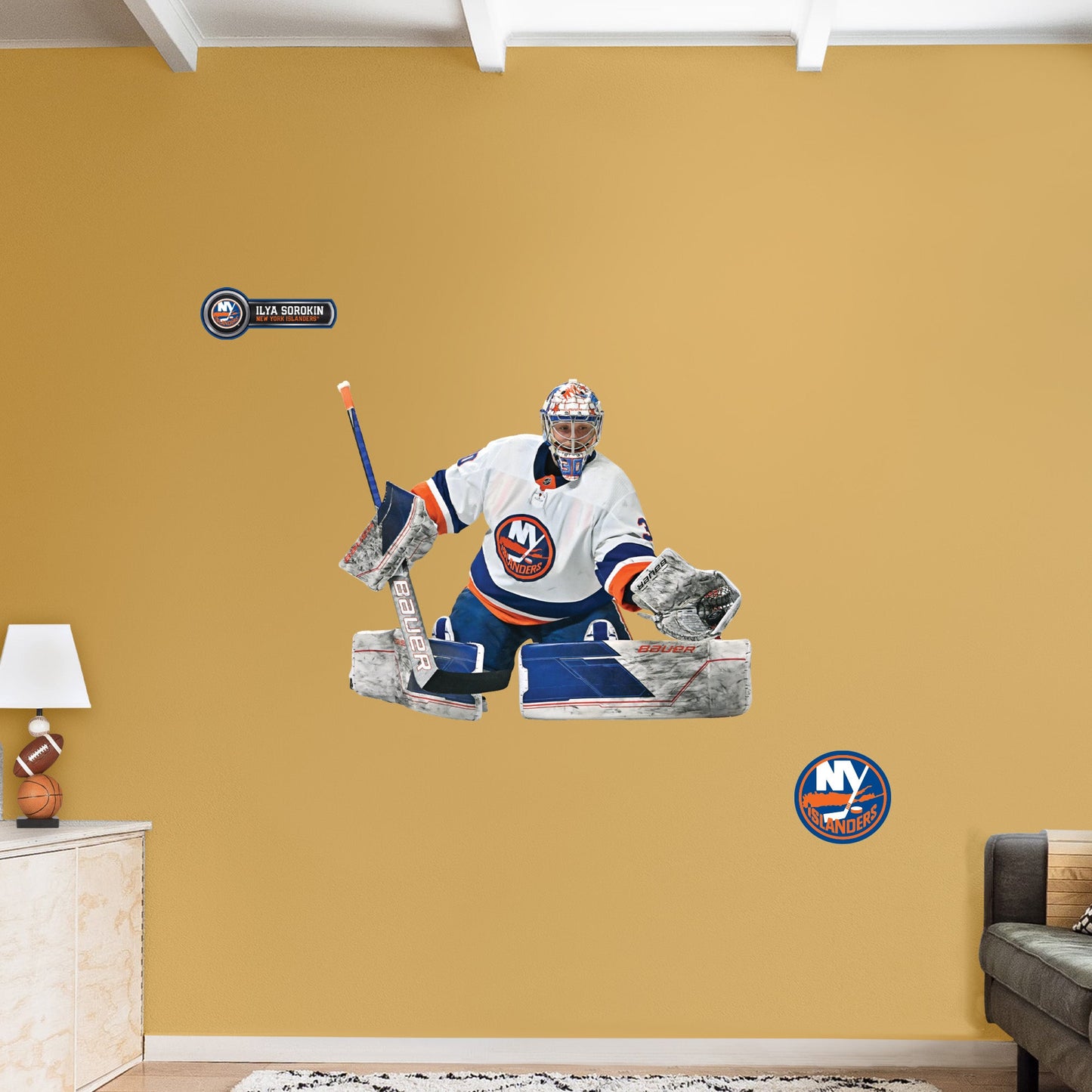 New York Islanders: Ilya Sorokin - Officially Licensed NHL Removable Adhesive Decal