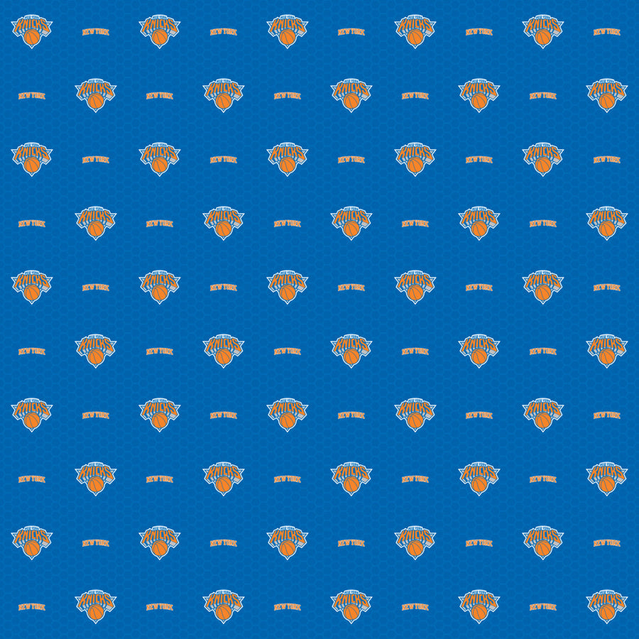 New York Knicks (Blue) - Logo Pattern - Peel & Stick Wallpaper - Official NBA - Reusable Vinyl Wall Decals