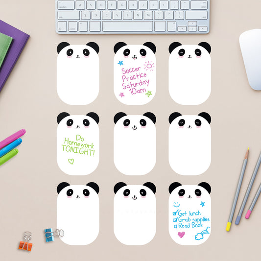 Sticky Notes: Happy Pandas - Removable Dry Erase Vinyl Decals