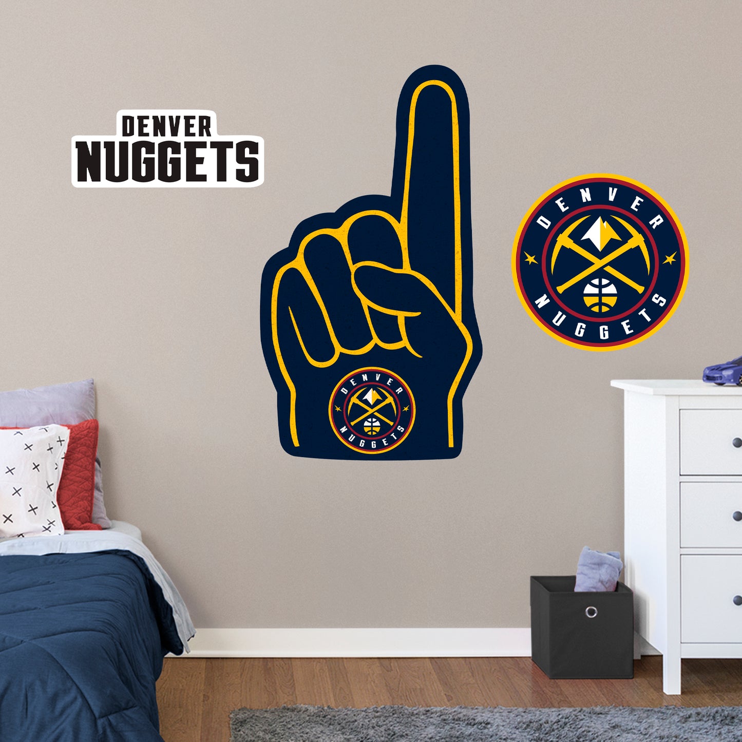 Denver Nuggets: Foam Finger - Officially Licensed NBA Removable Adhesive Decal