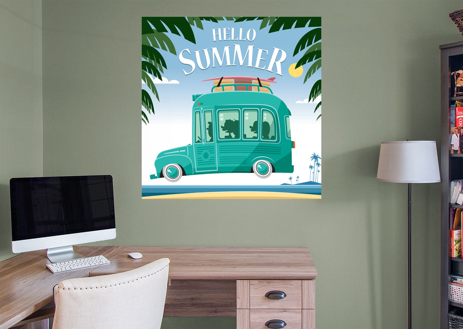 Seasons Decor:  Hello Summer Mural        -   Removable Wall   Adhesive Decal
