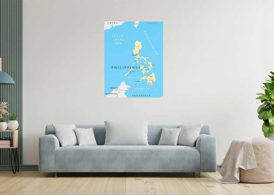 Maps of Asia: Philippines Mural        -   Removable Wall   Adhesive Decal