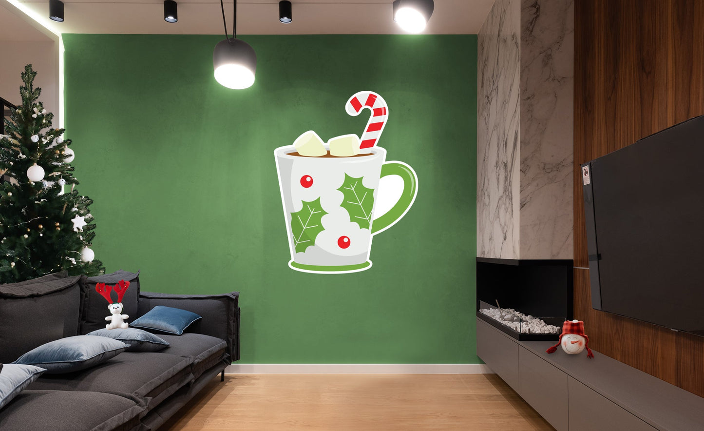 Christmas: Candy Cane Hot Chocolate Icon - Removable Adhesive Decal