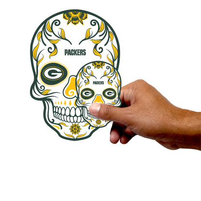 Green Bay Packers - 5 Sugar Skull Logo Minis (Mixed Sizes) - Official NFL - Reusable Vinyl Decals