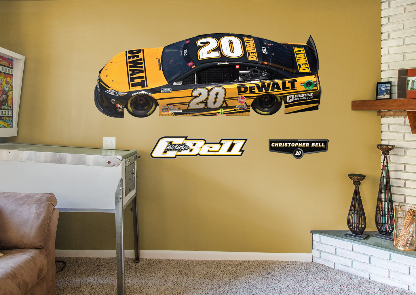 Cristopher Bell - RealBig DeWalt Car Collection - Official NASCAR - Reusable Vinyl Wall Decals