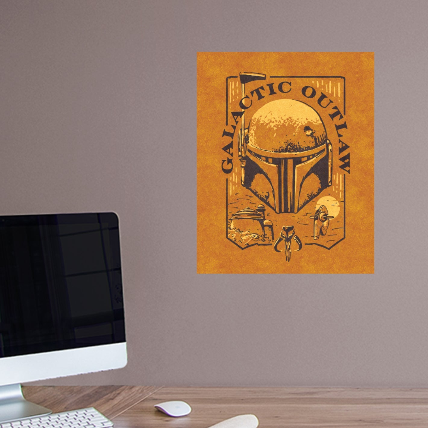 Book of Boba Fett: Boba Fett Galactic Outlaw Badge Poster - Officially Licensed Star Wars Removable Adhesive Decal