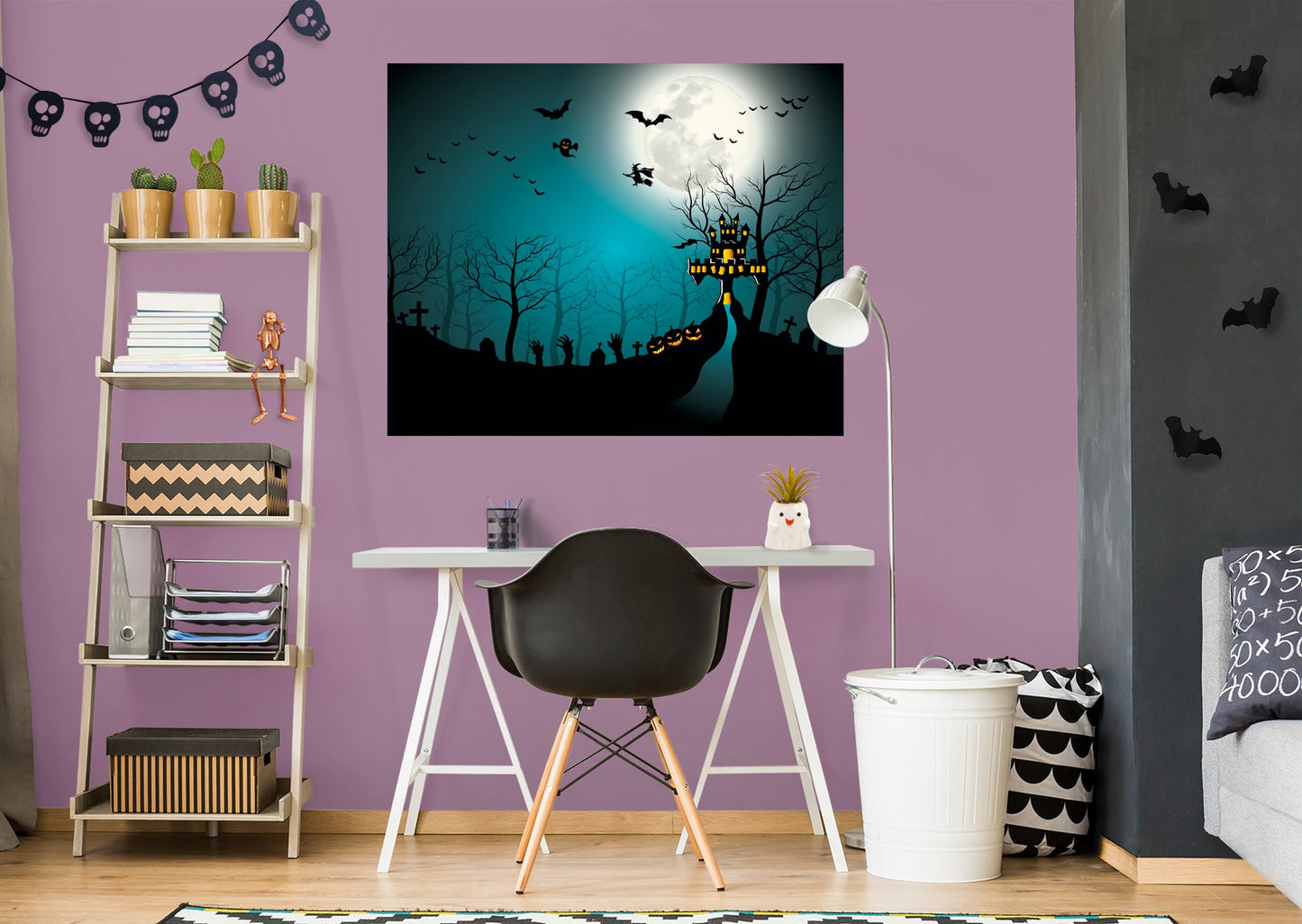 Halloween:  Castle On The Hill Mural        -   Removable Wall   Adhesive Decal