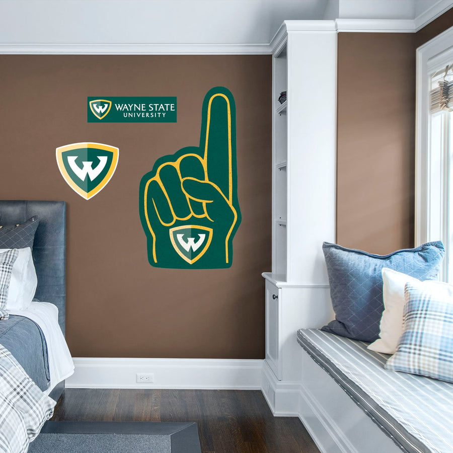 Wayne State Warriors - RealBig Foam Finger Collection - Official NCAA - Reusable Vinyl Wall Decals