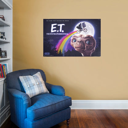 E.T.: E.T. Distressed Rainbow 40th Anniversary Graphic Poster        - Officially Licensed NBC Universal Removable     Adhesive Decal