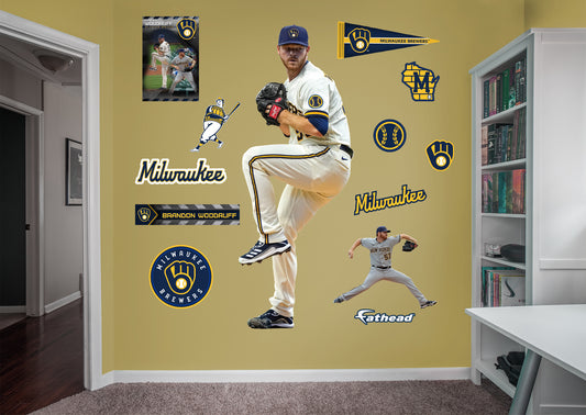 Milwaukee Brewers: Brandon Woodruff 2021        - Officially Licensed MLB Removable Wall   Adhesive Decal
