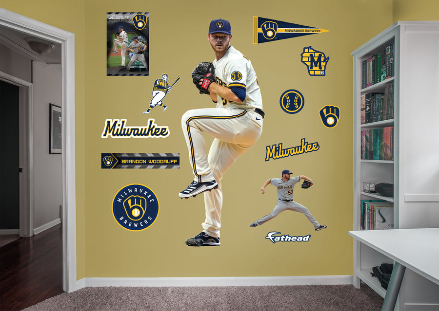 Brandon Woodruff - RealBig Collection - Official MLB - Milwaukee Brewers - Reusable Vinyl Wall Decals
