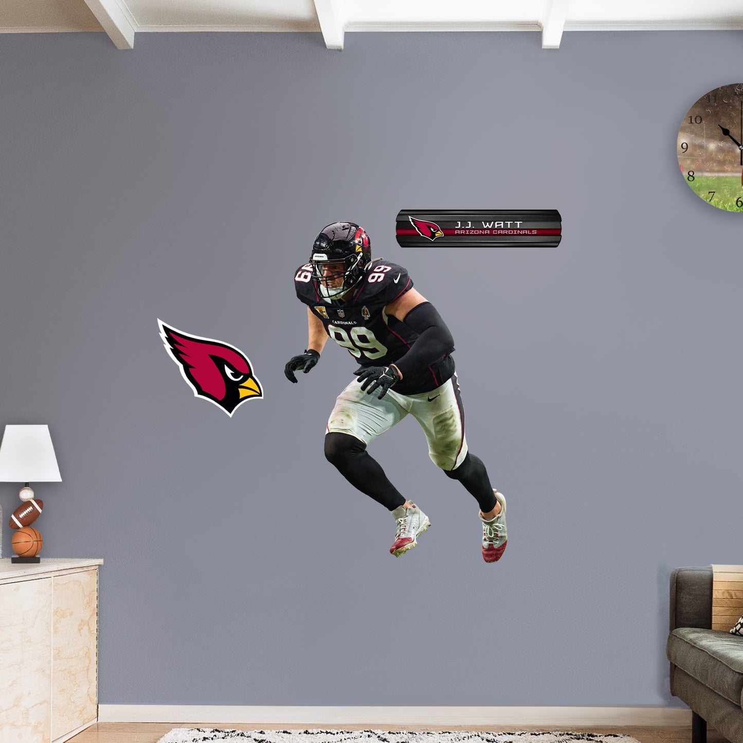 Arizona Cardinals: J.J. Watt  Black Jersey        - Officially Licensed NFL Removable     Adhesive Decal