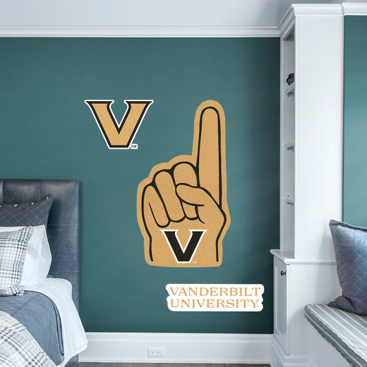 Vanderbilt Commodores:   Foam Finger        - Officially Licensed NCAA Removable     Adhesive Decal