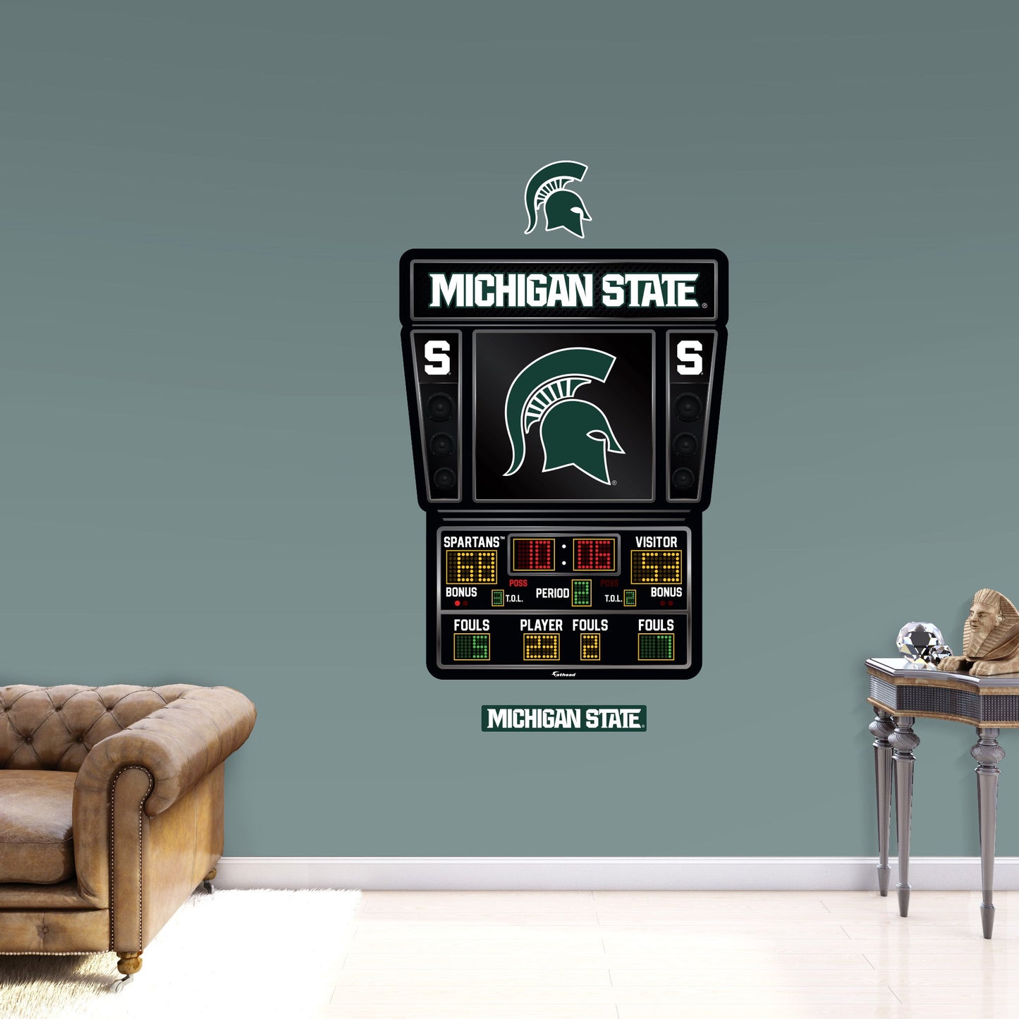 Michigan State Spartans:   Basketball Scoreboard        - Officially Licensed NCAA Removable     Adhesive Decal