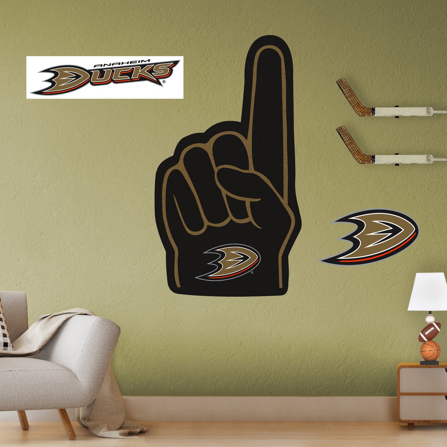 Anaheim Ducks:    Foam Finger        - Officially Licensed NHL Removable     Adhesive Decal