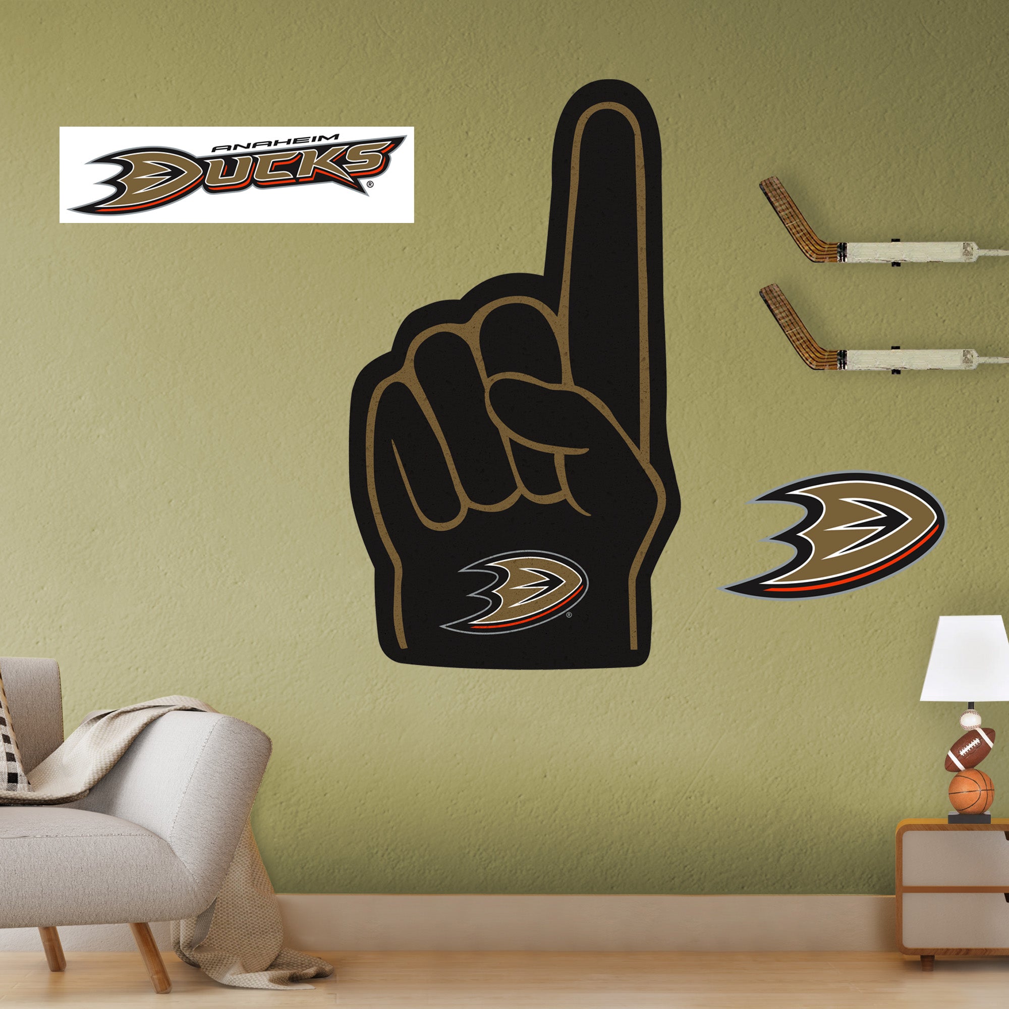 Anaheim Ducks: Wild Wing 2021 Mascot - NHL Removable Wall Adhesive Wall Decal Giant Athlete +2 Wall Decals 26W x 51H