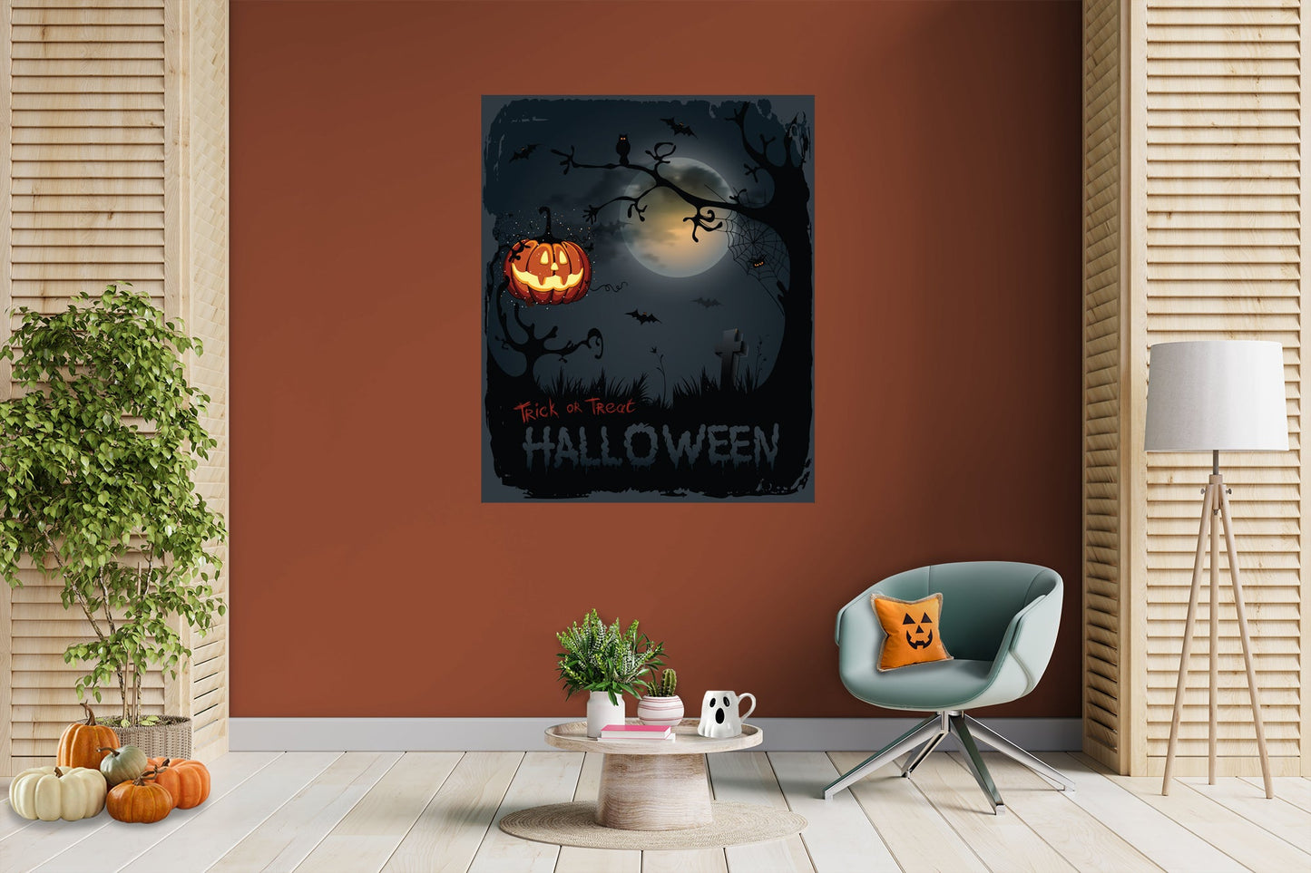 Halloween:  Dark Mural        -   Removable Wall   Adhesive Decal