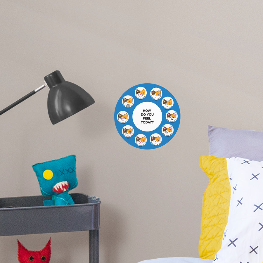 Dry Erase Feeling Chart Cat Faces  - Removable Wall Decal