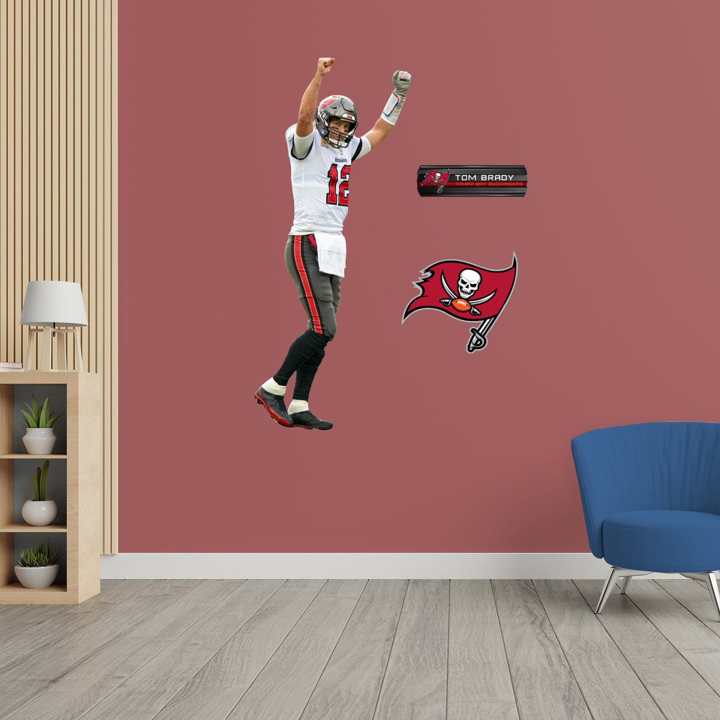 Tom Brady Super Bowl LV for Tampa Bay Buccaneers - NFL Removable Wall Decal Life-Size Athlete + 2 Wall Decals 49W x 78H