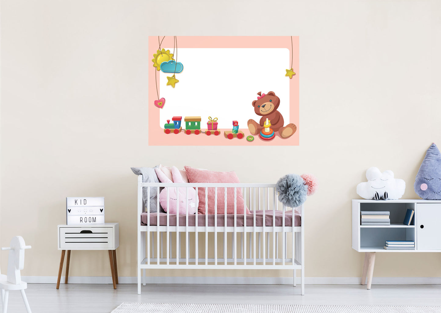 Nursery:  Pink Bear Dry Erase        -   Removable Wall   Adhesive Decal